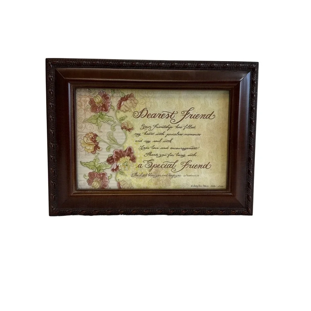 Sankyo Wood Music Jewelry Box What A Friend We Have In Jesus Dearest‎ Friend 8x6